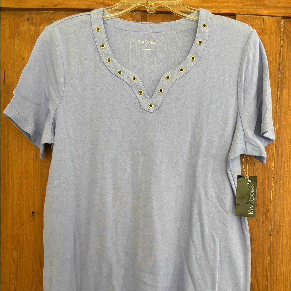 NWT Kim Rogers Women's Short Sleeve Top Lilac Purple Large